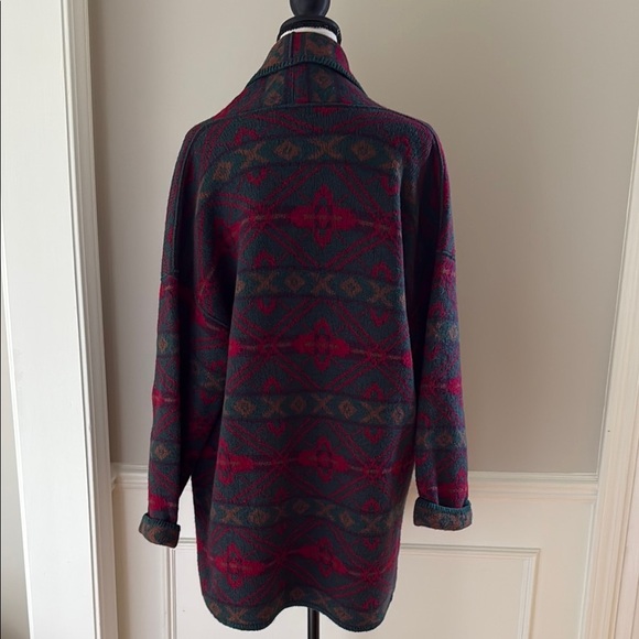 Vintage Alps Wool Aztec Long Blanket Jacket Drop Shoulder Cardigan Women's M - Picture 5 of 9